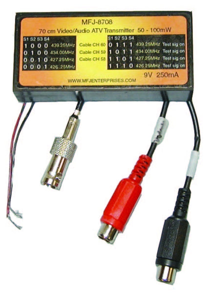 MFJ-8708, ATV VIDEO XMTR,4 CBL CH,50-100 MW,A/V IN, 85-8708 | MFJ