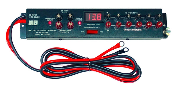 MFJ-1118D, High Current Power Strip with Digital Voltage Meter