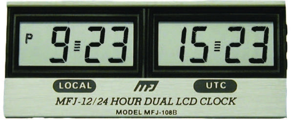 MFJ-108B, CLOCK, LCD 24/12 HOUR DUAL CLOCK