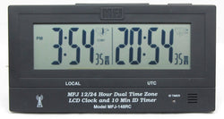 MFJ-148RC, DUAL TIME LCD CLOCK, ATOMIC W/GMT ZONE, ID TIMER