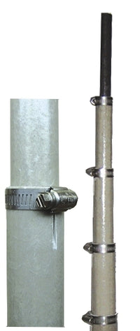 MFJ-1906, FIBERGLASS POLE, 33FT, 6FT/SEC, HOSE CLAMPS