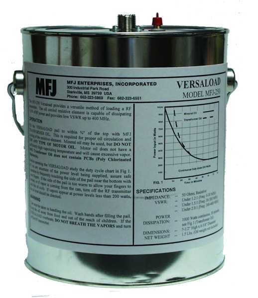 MFJ-250X, DUMMY LOAD, 1.5 kW, OIL NO INCLUDED | MFJ Enterprises Inc