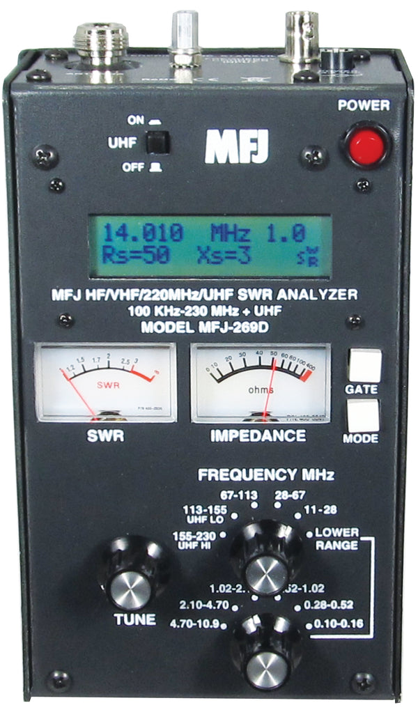 MFJ-269D, HF/VHF/220MHz/UHF, .100-230, 415-470MHz, SWR ANALYZER