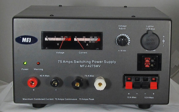 MFJ-4275MV, SWITCH PS, 75A, 13.6V ADJ, MTR, PP, BP, 110-220VAC | MFJ ...