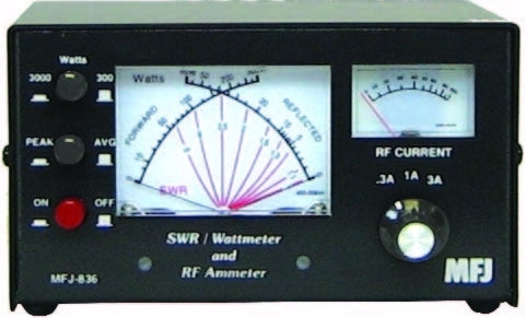 MFJ-836H, RF IN-LINE CURRENT/SWR/WATTMETER, 1-30MHz, 30A