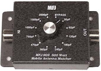 MFJ-909, MOBILE IMP.MATCHER, CAPACITOR TYPE, 10-80M, 600W